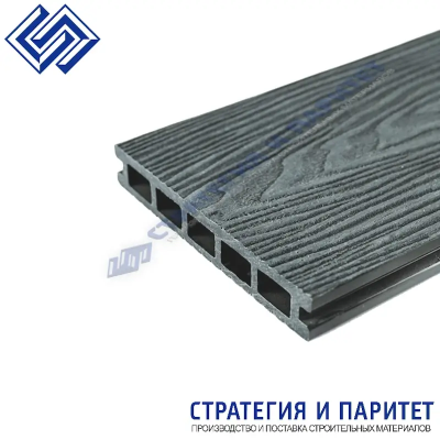 Террасная доска МПК 3000x150x24 Верста (3D тиснение / вельвет) ГРАФИТ