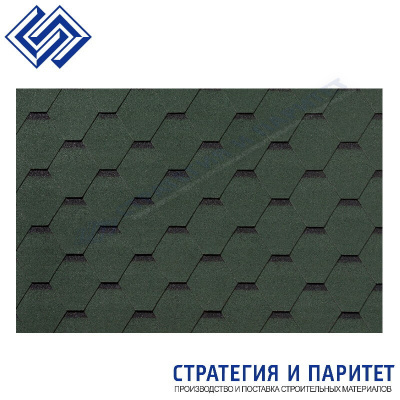 Гибкая черепица Roofshield Фемели Лайт Стандарт Зеленый с оттенением