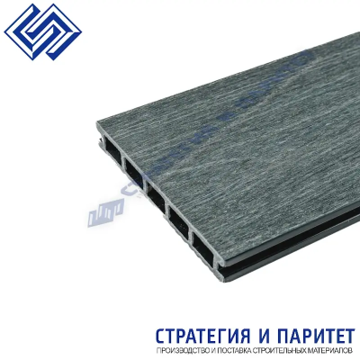 Террасная доска МПК 3000x150x24 Верста (2D тиснение / вельвет) ГРАФИТ