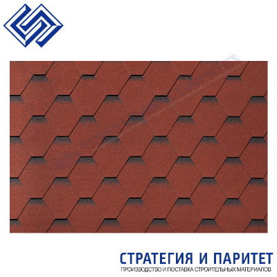 Гибкая черепица Roofshield Классик Стандарт Кирпично-красный с оттенением